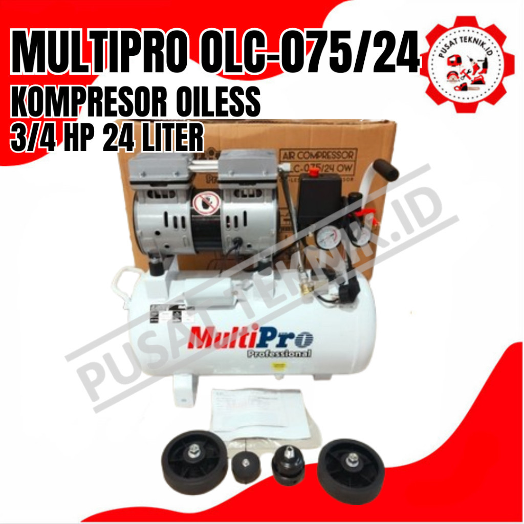 KOMPRESSOR MULTIPRO OLC75 3/4HP 24L KOMPRESSOR SILENT OILLES DENTAL COMPRESSOR