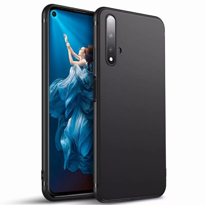 HUAWEI NOVA 5T PREMIUM MATTE CASE SOFT BLACK PROTECTION CAMERA