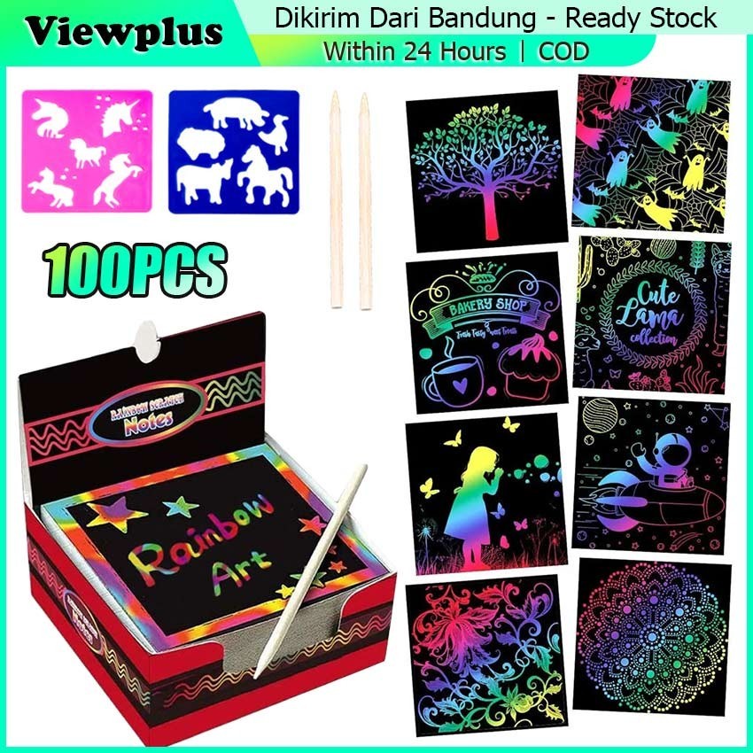 

100Pcs Magic Color Rainbow Scratch Paper DIY Note book Mini
