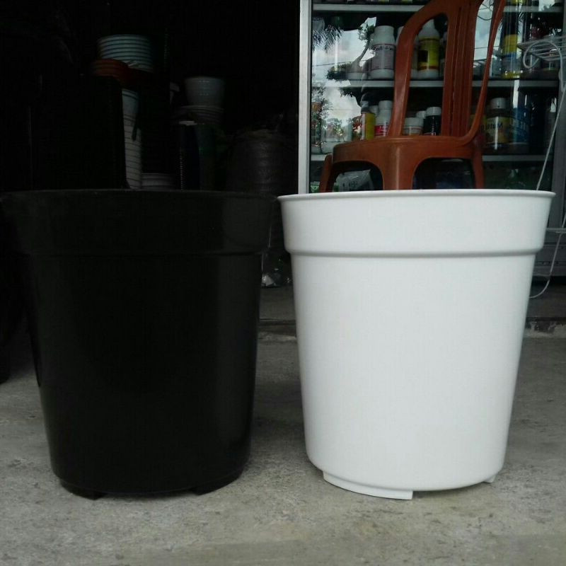 GBL SV Pot Tanaman Hias Tinggi Ukuran 18 Hitam Putih Bahan Plastik Tebal