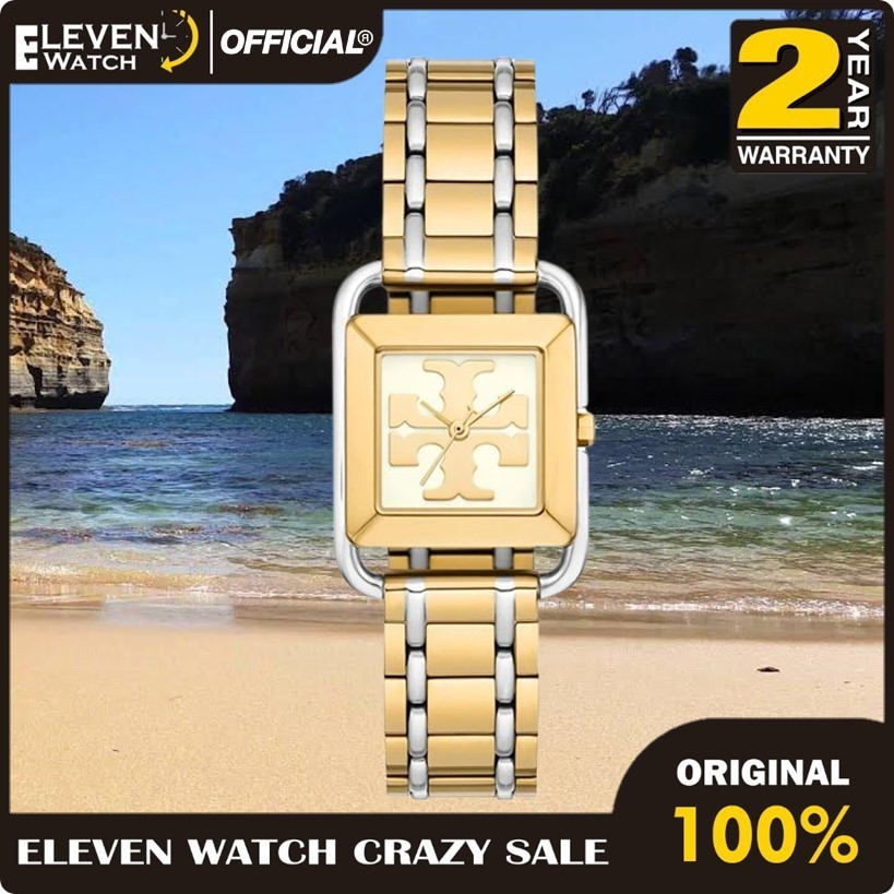 [Promo] Jam Tangan Wanita Tory Burch TBW6013  / TBW 6013 The Miller Square Two-Tone Stainless Steel 