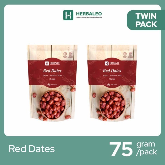 

Twinpack -Herbaleo Red Dates 75 gram ( Angco / Kurma China )