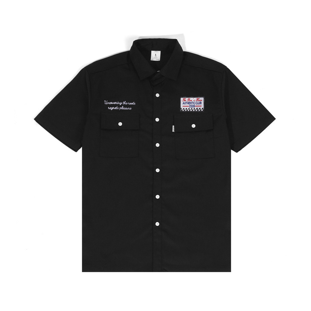 The Don's House FLAG BLACK - Workshirt / Kemeja Kerah Lengan Pendek Slimfit Pria Wanita
