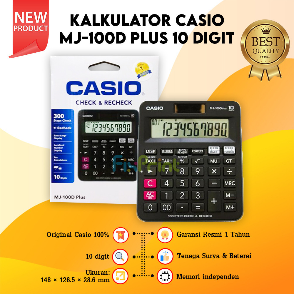 

Calculator Casio MJ-100D Plus 10 Digit Kalkulator Meja Mini Original