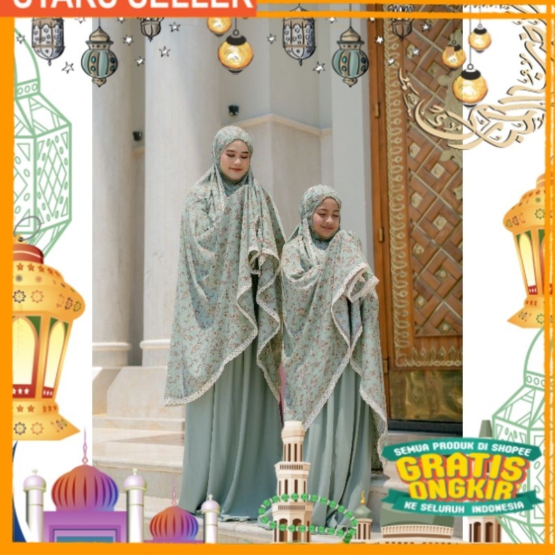 MUKENA COUPLE IBU ANAK || MUKENA POTONGAN MOTIF || MUKENA RAYON || ANINDYA PRAYER SET MOM & KIDS || 