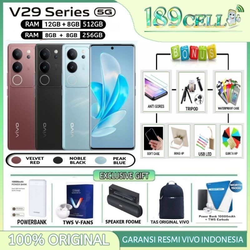 big ramadan sale VIVO V29 5G RAM 8/256 GB | VIVO V 29 12/512 GB GARANSI RESMI VIVO INDONESIA