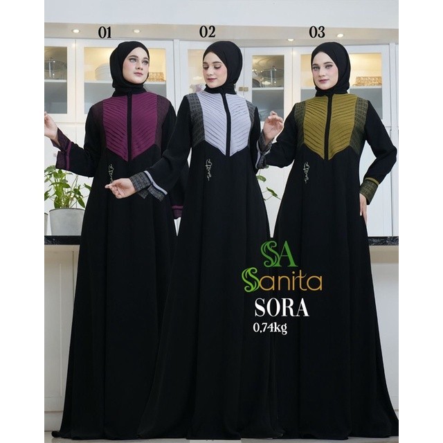 Dress Sora Hitam Original By Sanita (READY SIAP KIRIM)