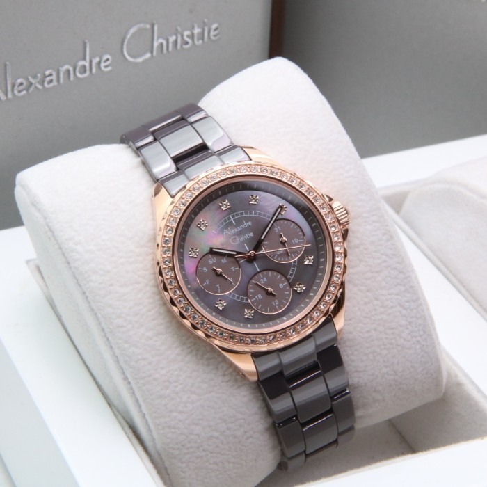 ALEXANDRE CHRISTIE AC2B16 / AC 2B16 ROSEGOLD DARK GREY CERAMIC ORI