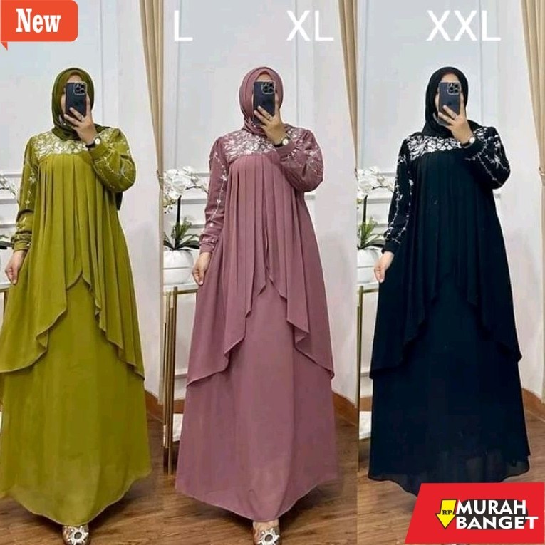 Baju lebaran ala Timur Tengah- Gamis Pesta Dress Kondangan | Marbella Dress Gamis Maxi Ceruty Babydo