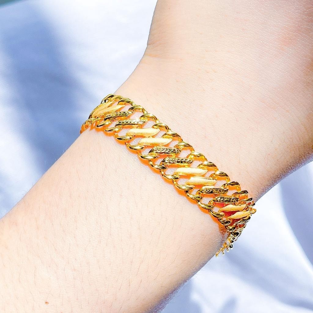 Rantai tangan anak dan dewasa e asli  700 70 16k S holo super double sisik naga ukir kilat lebar gel