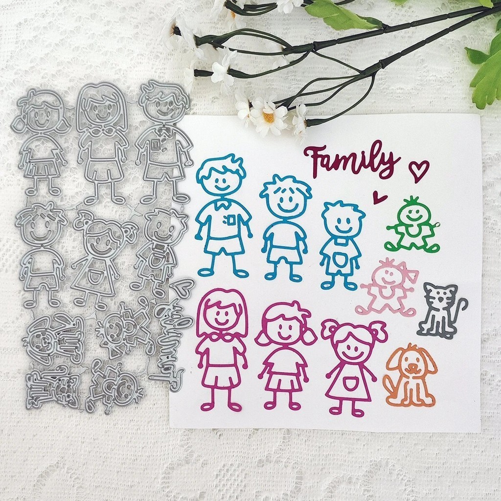 

Children Kids Kitten Puppy Stroller Baby Footprint Kiss Love Regalia Cap Cutting Dies Stamps Stencil Scrapbook Diary Decoration