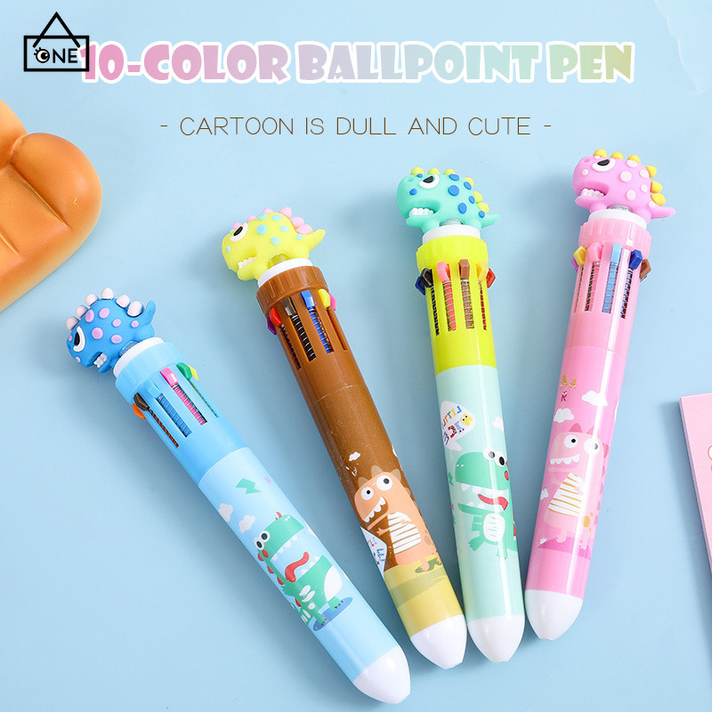 

COD❤️Pena Bolpoin Dinosaurus Kreatif Pena Bolpoin 10 Warna Lucu Pena Bolpoin Warna-warni Kartun