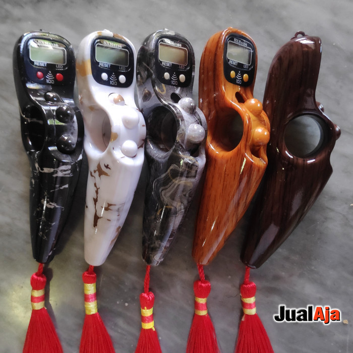 Tasbih Digital Motif Marmer Bunyi 100 + Lampu LED  Counter  - Kayu Emas