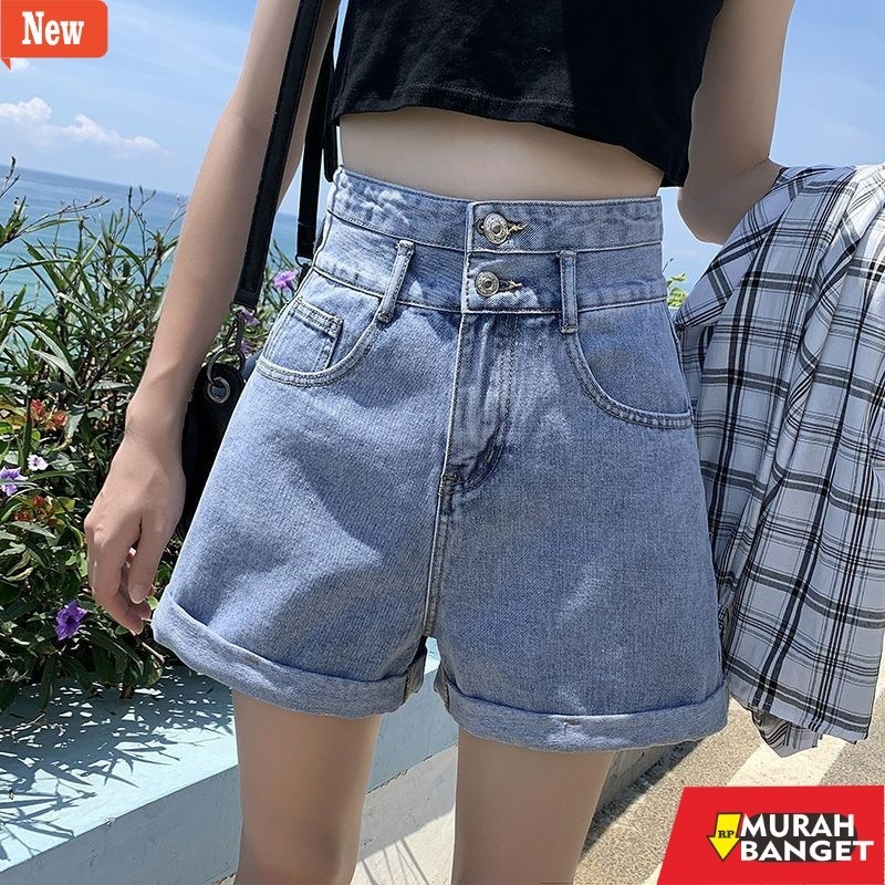 Celana pendek denim wanita- Celana jeans pendek wanita jeans highwaist hot pants