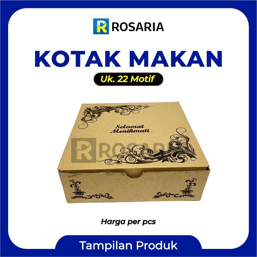 [ 10 pcs ] KOTAK MAKAN Uk 22 MOTIF TERPACK Kemasan Makanan Foodgrade