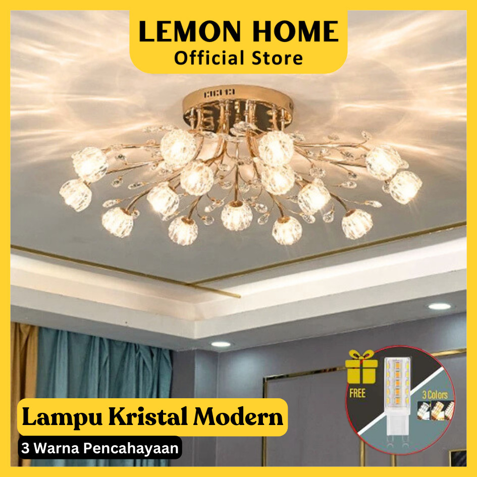 Lemon Home ⭐Garansi 1 Tahun⭐ Kristal Baru Ruang Tamu Lampu Langit-langit Amerika Kamar Tidur Rendah 