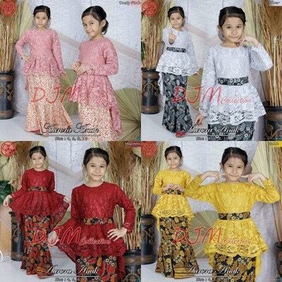KEBAYA CANTIK _ SETELAN KEBAYA ANAK PERMPUAN 3-11TAHUN + ROK KEBAYA /  SET KEBAYA ANAK AURORA BROKAT