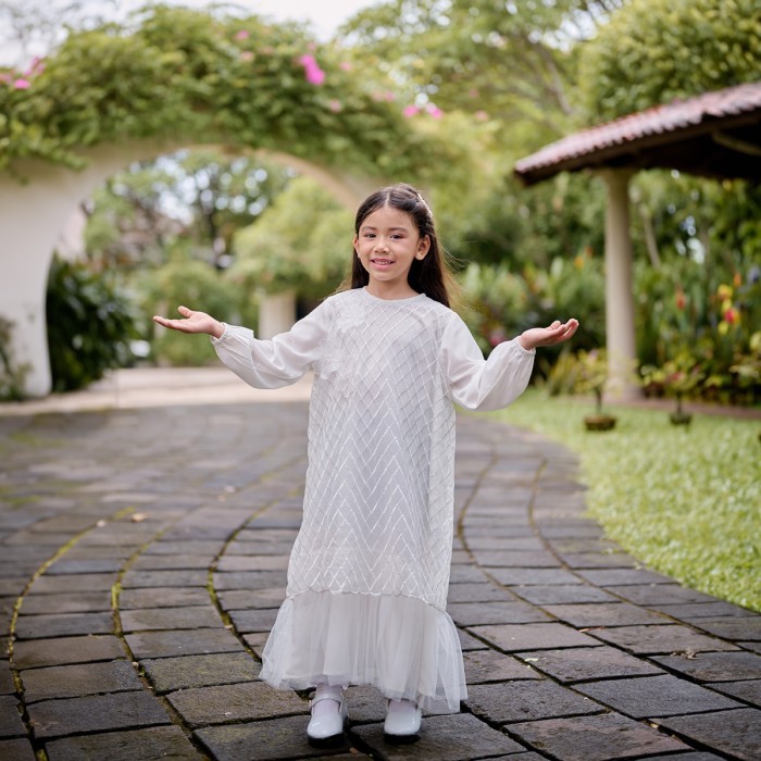 ZM Zaskia Mecca - Laya Gamis Anak Dress- White Series - Binar Samudra