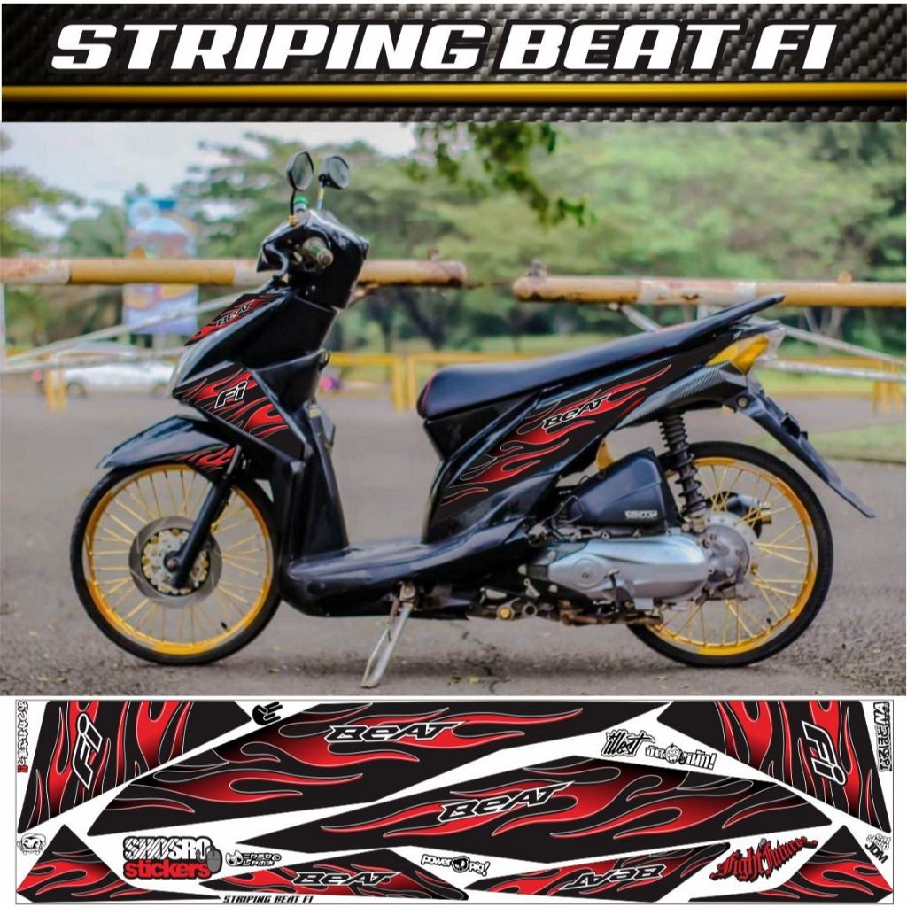 VARIASI SIMPLE STRIPING HONDA BEAT FI 2013 / 2014 / 2016 STRIPING BEAT FI