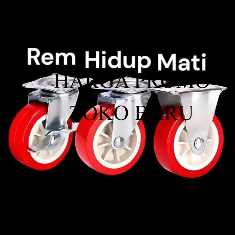 EJ roda troli rem hidup mati 2 inch eceran roda cartrol troli 2 inch