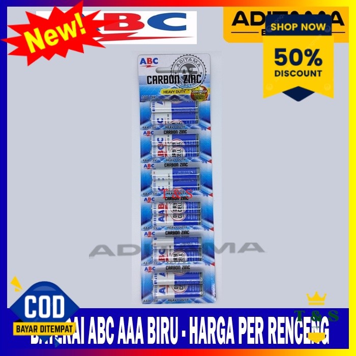 BATERAI ABC BIRU AAA A3/ABC BATTERY BIRU AAA A3 1,5 VOLT HARGA PER RENCENG