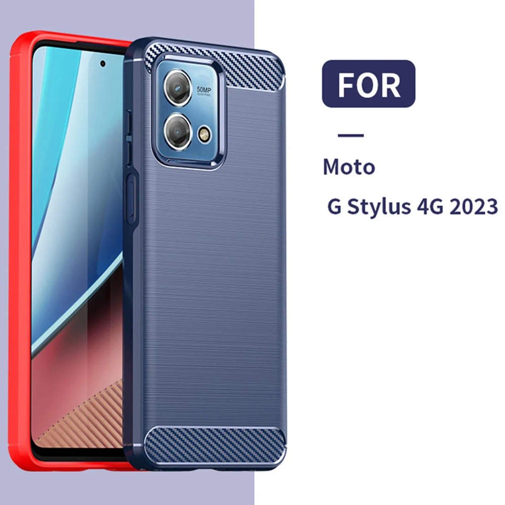 For Motorola Moto G Stylus 4G 2023 moto g stylus 4g 2023 case casing Soft Silicone Carbon Fiber Back