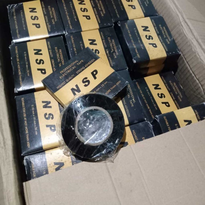 

Isolasi Lakban Listrik pvc hitam 18x20 Yard NSP Tahan panas Isolasi Instalasi Listrik Hitam 20 Yard