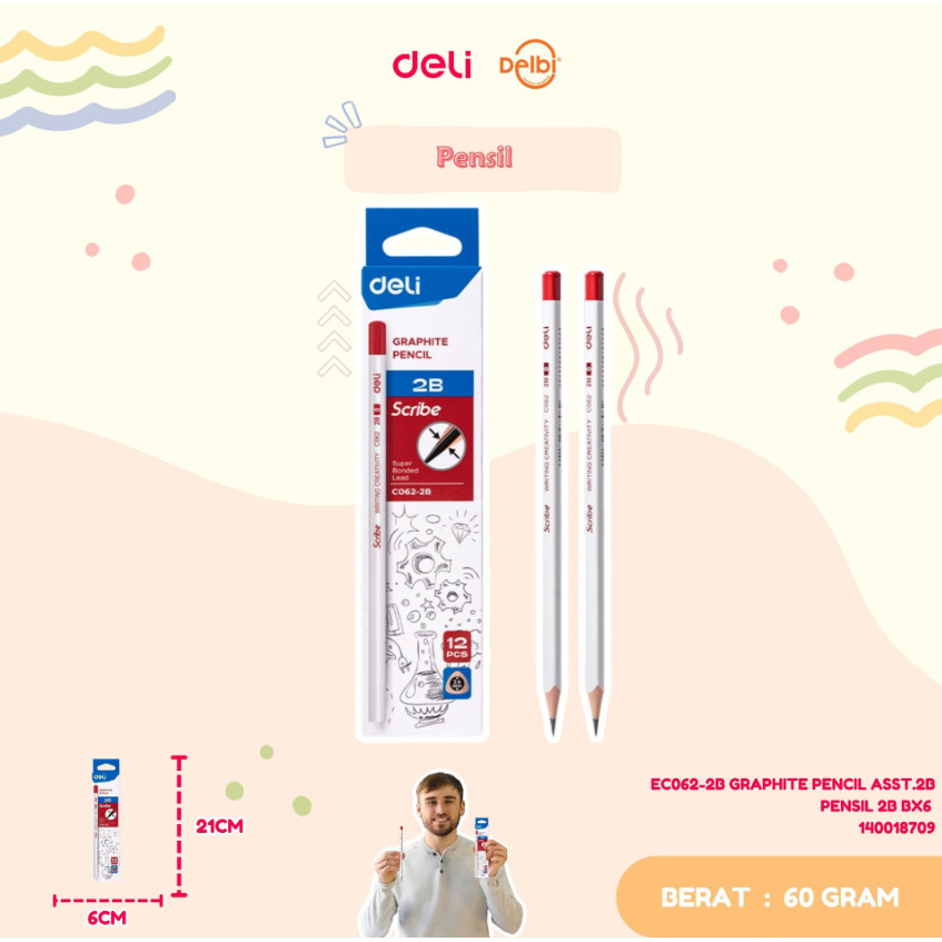 

DELI C062 2B PENSIL DELI EC062-2B GRAPHITE PENCIL ASST.2B PENSIL 2B