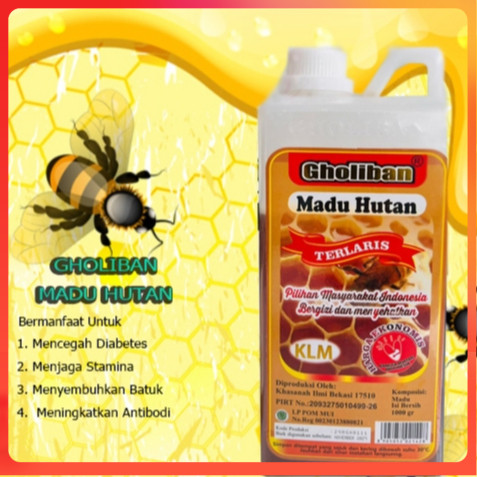 

Madu Gholiban Hutan Kalimantan Plus bee pollen dan royal jelly 1 Kg