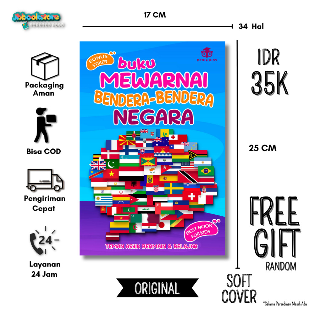 Buku Mewarnai Bendera Bendera Negara / Buku Anak - Media Eduka