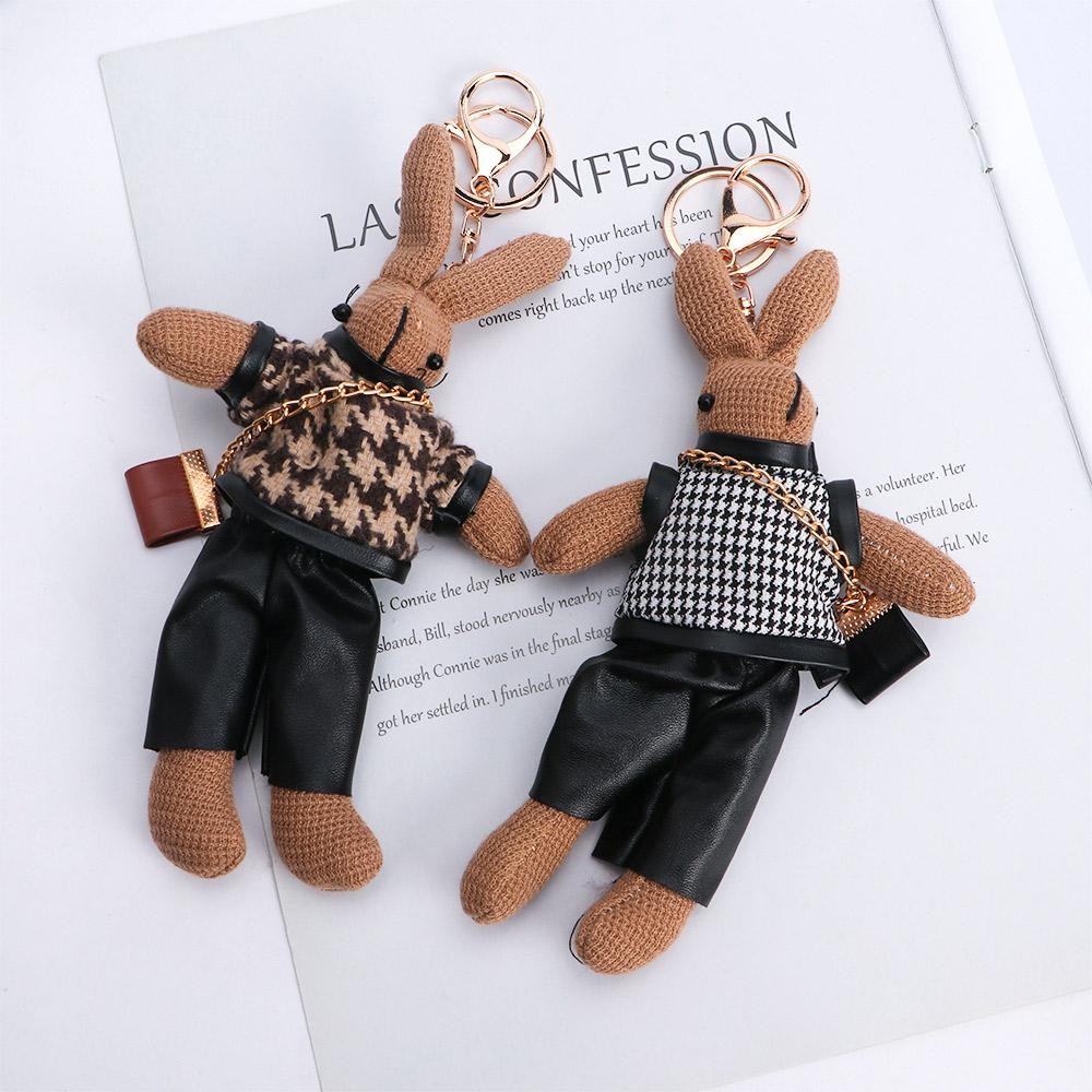 

Korean Creative Lady Bunny Keychain Exquisite Cute Long Foot Rabbit Doll Key Ring Bag Pendant for Women Jewelry Gift