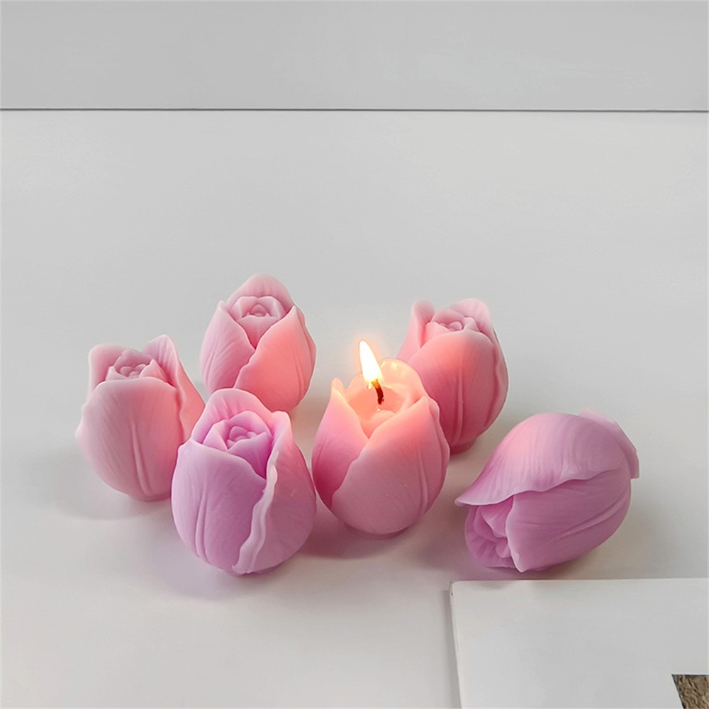 

Valentine'S Day Tulip Aromatherapy Candle Silicone Mold Diy Flowers Diffuser Epoxy Resin Plaster Soap Molds Cake Baking Mould