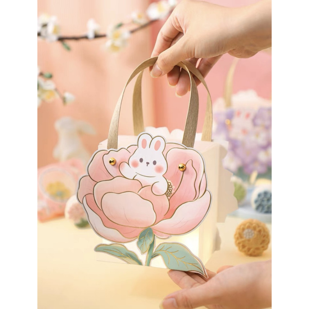 

pekanbaru / Mooncake Moon Cake Hampers Box / Kotak Hampers Kue Bulan Bunga Handle Tali
