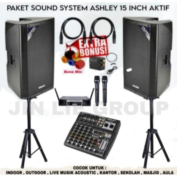 Grosir Paket Sound System Karaoke Outdoor Indoor Speaker Ashley 15 Inch Aktif Garansi