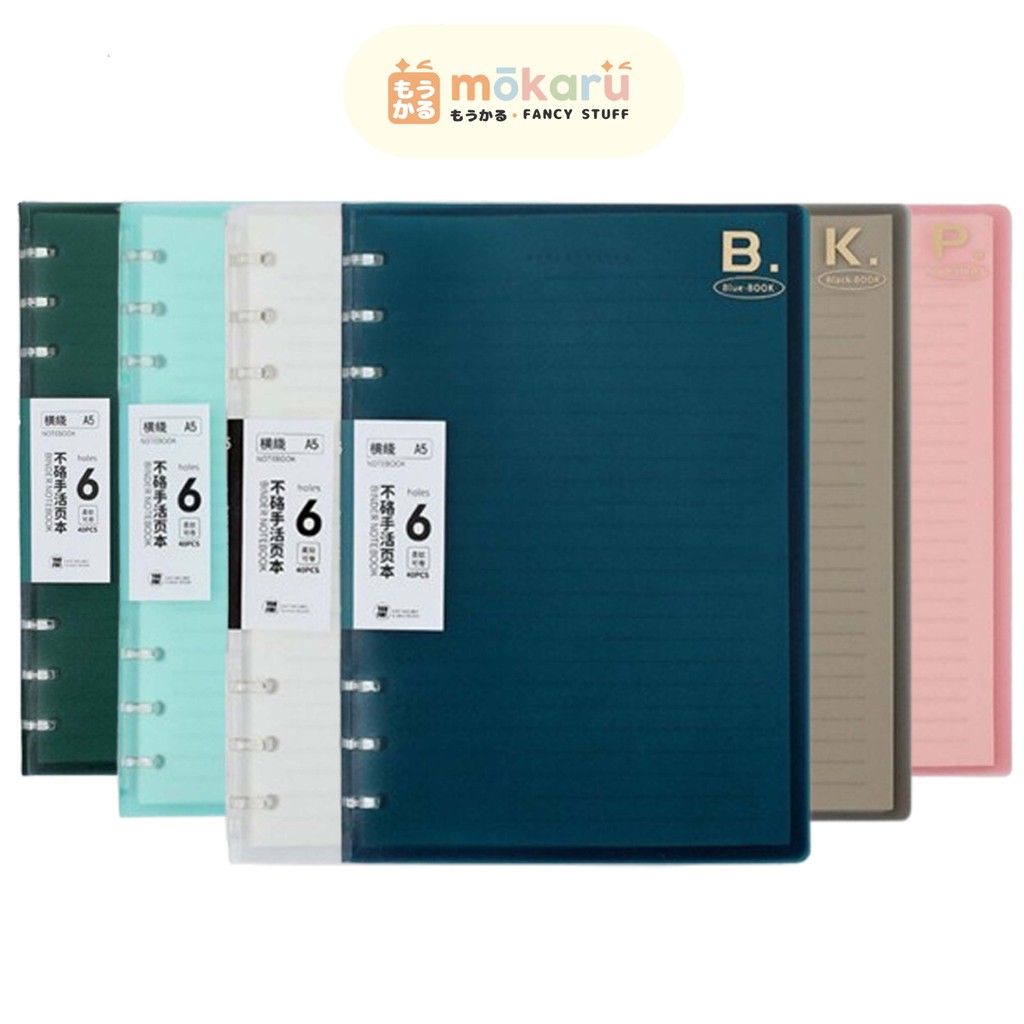 

Soft Cover 6 Ring Slim File Binder A5 / Buku Catatan Bergaris Loose Leaf 6 Lubang Kwarto