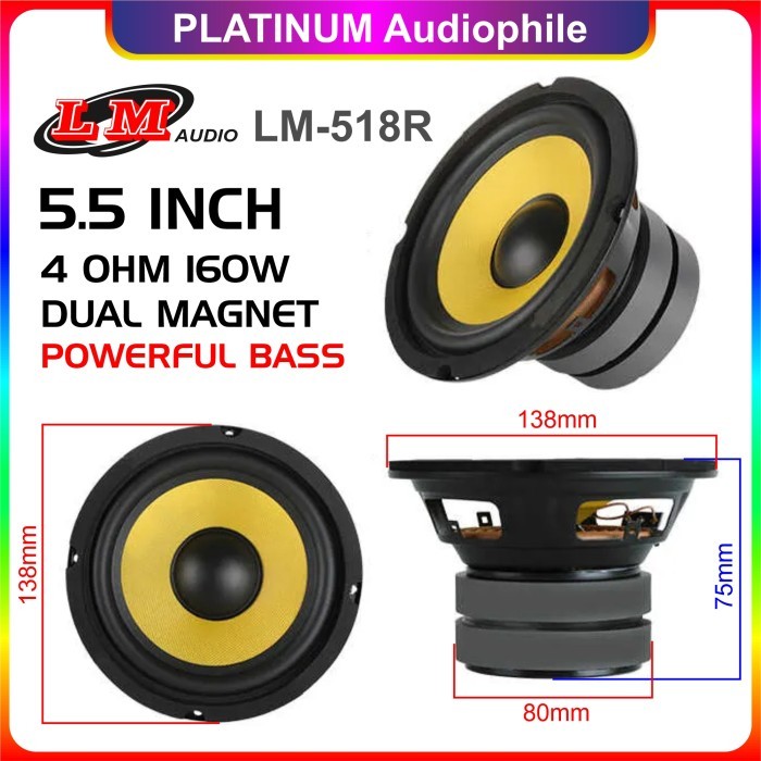 JP99 Speaker Full Range Bass 5 6 8 Inch Hifi Fullrange Mid Bass Mid Woofer - 5.5" LM-518R