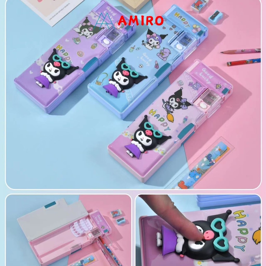 

(2 sisi) Kotak Pensil Case Magnet Boneka 3D Squishy Pensil Box Food Karakter Lucu Aesthetic