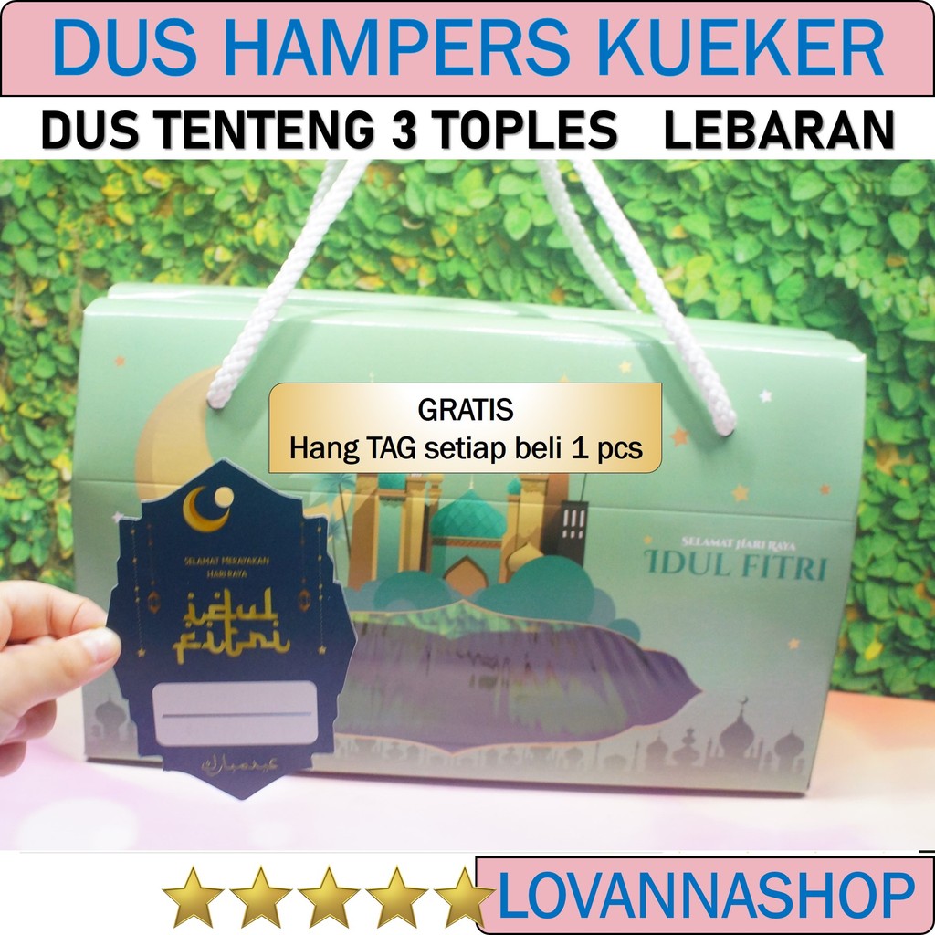 

KARDUS IDUL FITRI TENTENG ISI 3 TOPLES TABUNG JAR BOX KUE KERING DUS LEBARAN