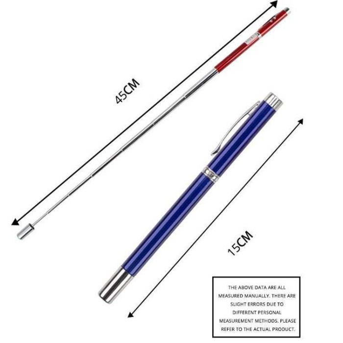 

5in1 Alat Tulis Pena Pulpen Tinta Hitam Laser Senter Pointer Persentasi Teleskopik Magnet Retractable Guru Sekolah Les Stick Class Command Pulpen Multifungsi 5 in 1 Pen Laser Pointer Telescopic LED Magnetic - Biru