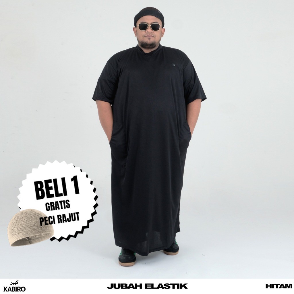 Rosal Jubah Elastik Kabiro Lengan Pendek Warna Hitam Dongker Coklat Maroon Abu Bahan Material Dry Fi