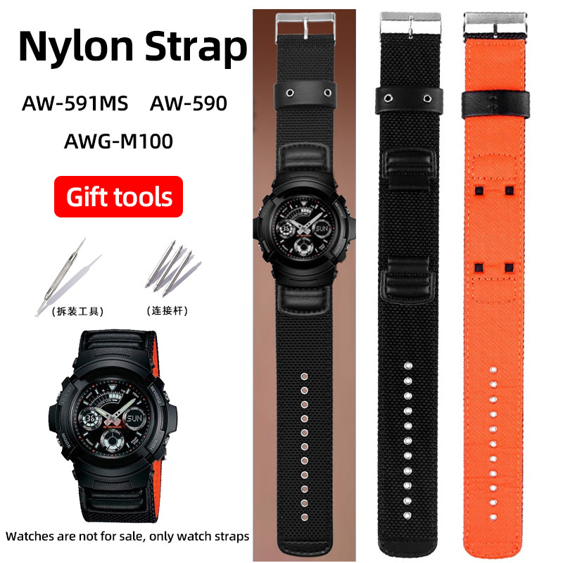 High quality nylon canvas strap for Casio G-SHOCK AW-591MS AW-590 AWG-M100 AWG-M101 breathable water