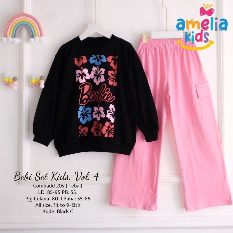 BEBI SET KIDS BY AMELIA LD 85-95 Combad 20s Baju Set Anak Motif Barbie er elrumi fashion solo