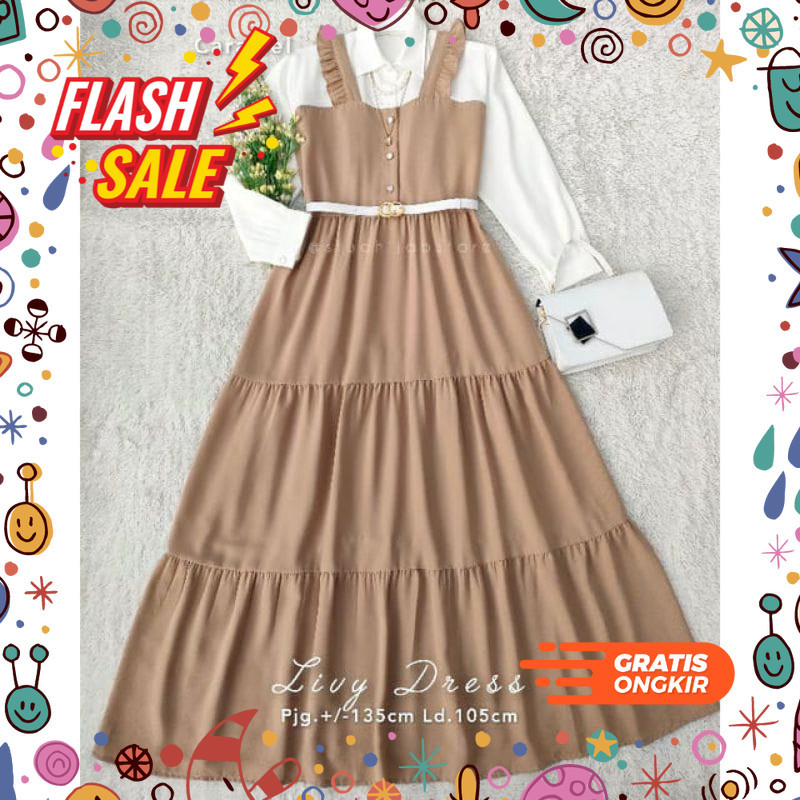 MEGASALE / Livy Dress Korea Style / Gamis Livy Dress Remaja Dan Dewasa Terbaru