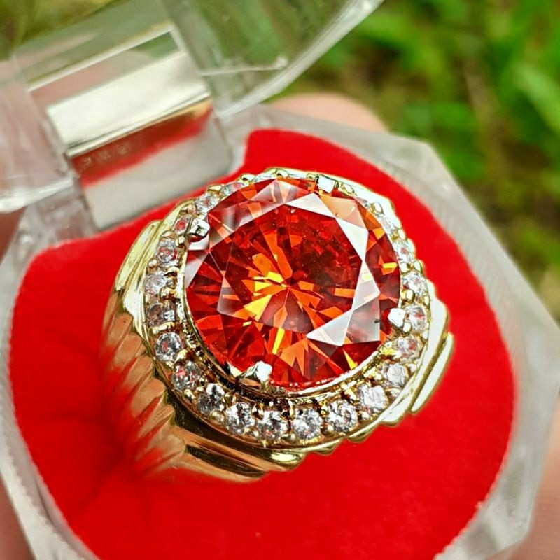 Cincin Batu American Paparaca Asli Mewah Elegan
