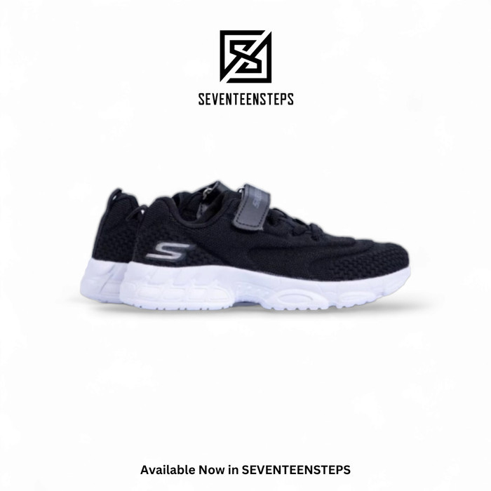 Sepatu Anak Skechers Original Kids Strap Tali Black Black White