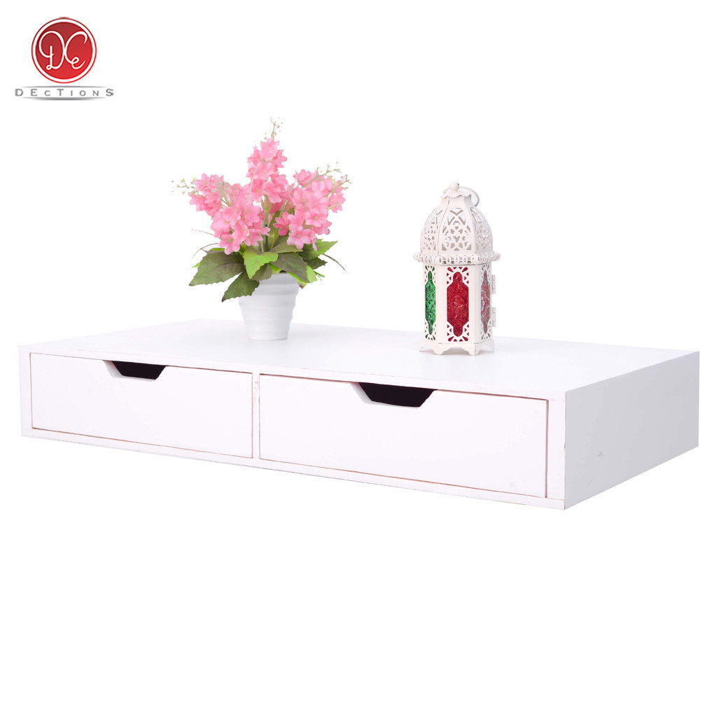 Dections Rak Laci Dinding 60x30 cm Melayang Gantung 2 Penyimpanan Slot W Dekorasi Minimalis