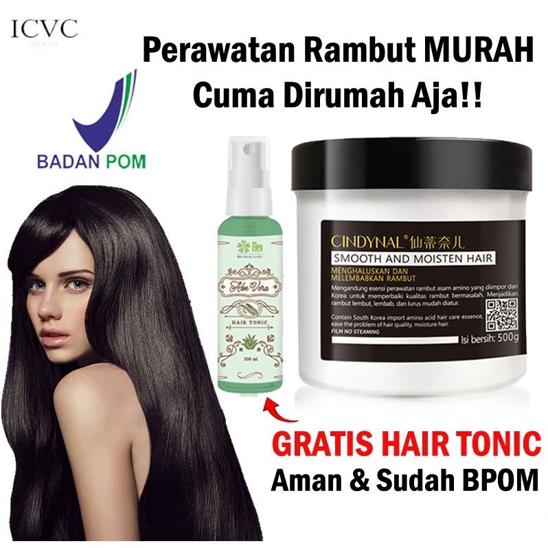 [Gratis Hair Tonic 100ml ] BPOM CINDYNAL Hair Mask SMOOTH AND MOISTEN HAIR Keratin Perawatan Rambut 