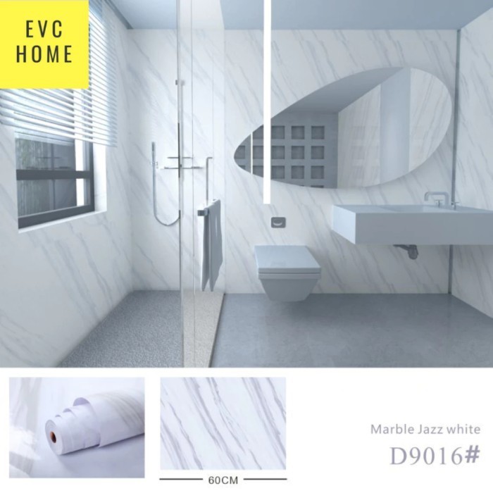 Wallpaper dinding / Lantai kamar mandi 3d motif marmer glossy anti air - Grey marmer