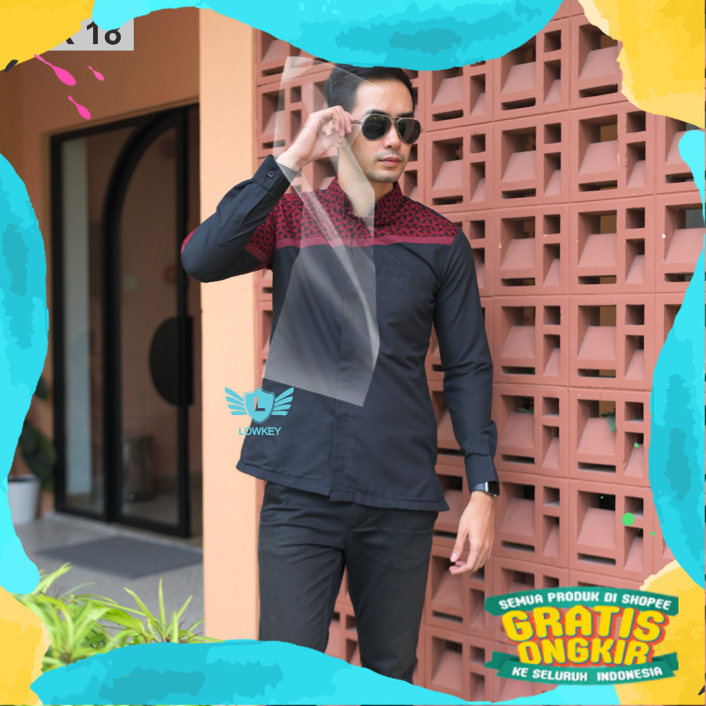 Kemeja Lengan Panjang Kombinasi Batik Lowkey BK 18/ Gemoy