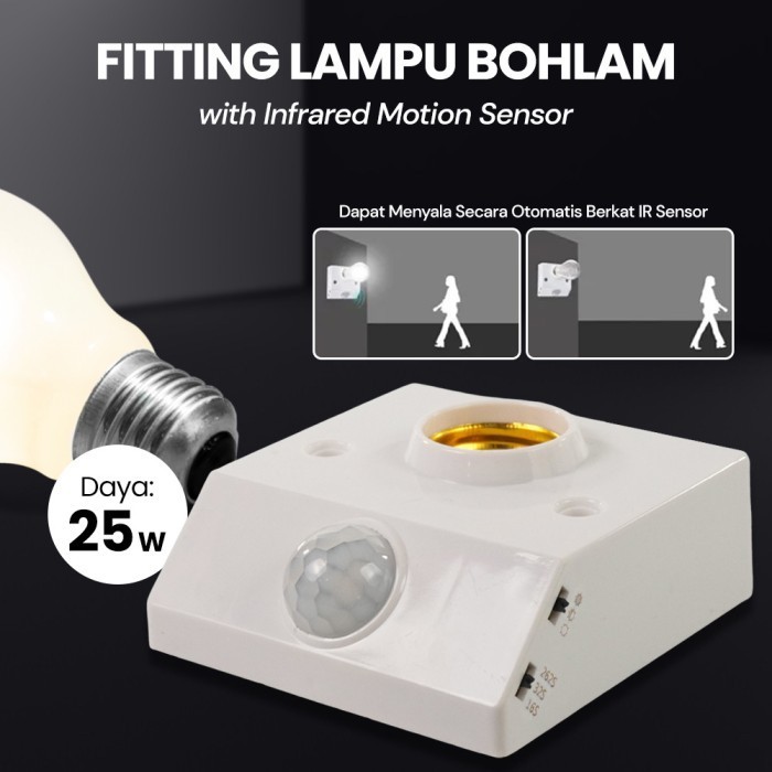 fitting lampu otomatis sensor gerak PIR E27 infrared Hemat listrik